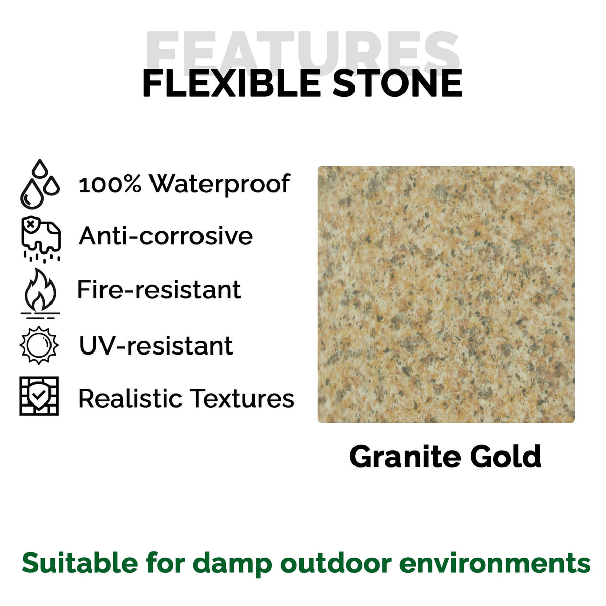 Natural Slim Granite Gold Flexible Stone Wall Panel 120x60 - Waterproof Wall Cladding