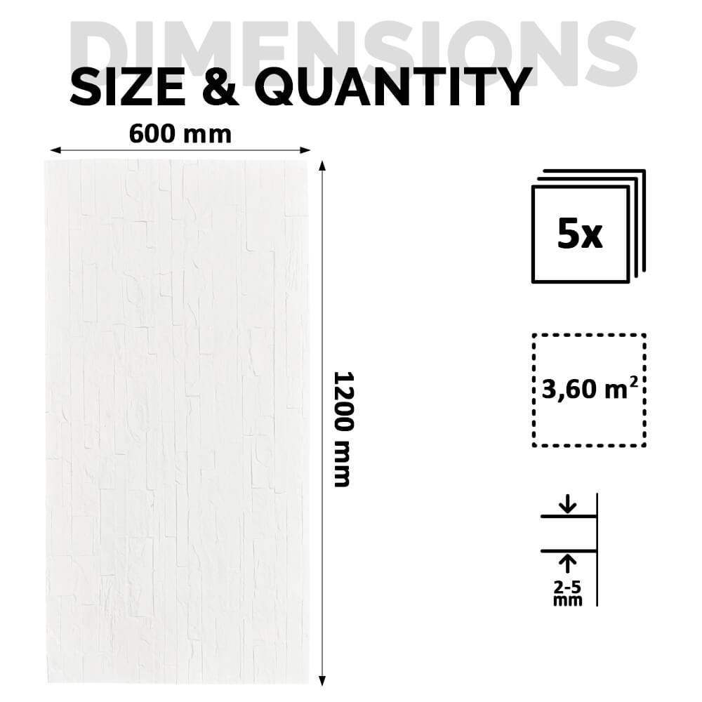 Panel Mural de Piedra Flexible Natural Arezzo Blanco 120x60cm - Revestimiento Pared impermeable