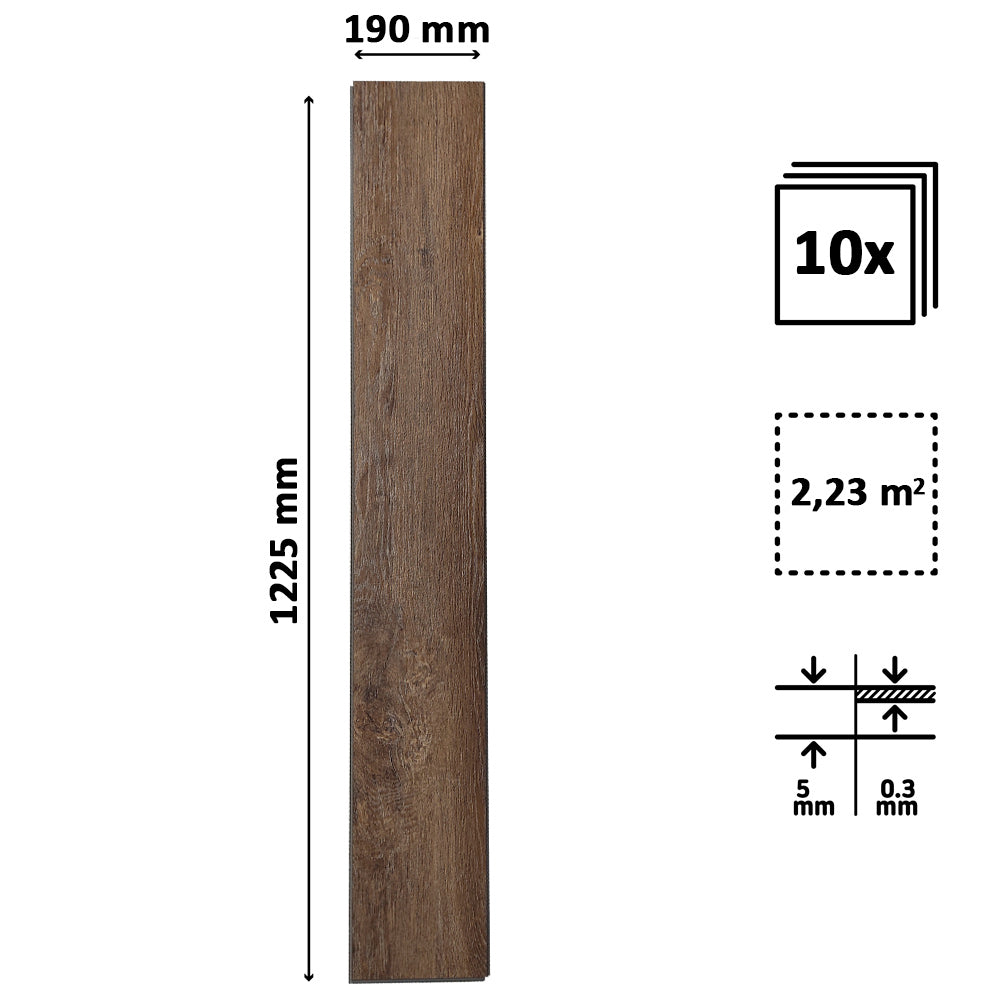 Suelo Vinílico SPC Click Roble Oscuro con Aislante incorporado - Oslo Oak 1250x190x5mm