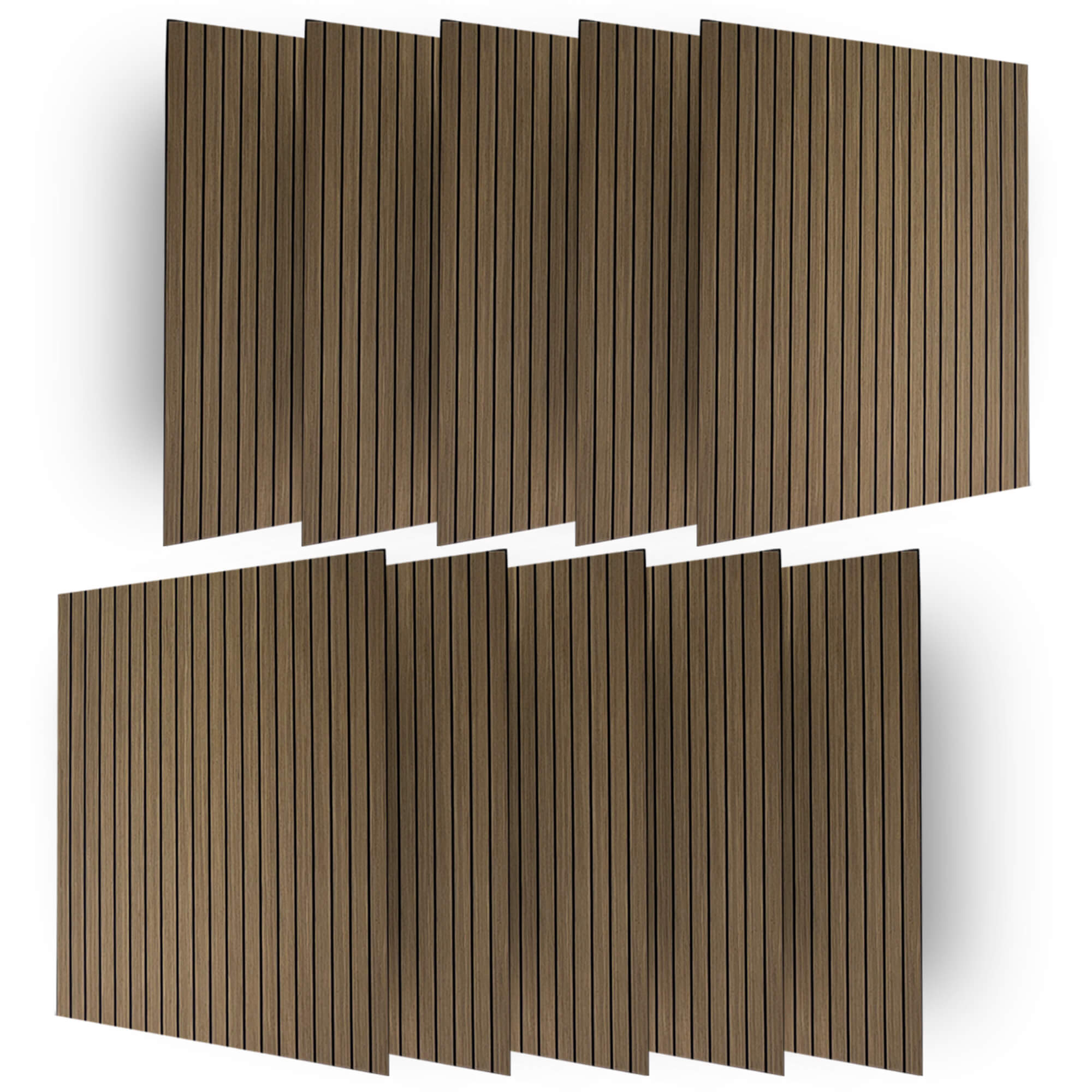 Pack 10 Panel Acústico de Pared Cuadrado Roble Oscuro - Essence 60x60x1cm