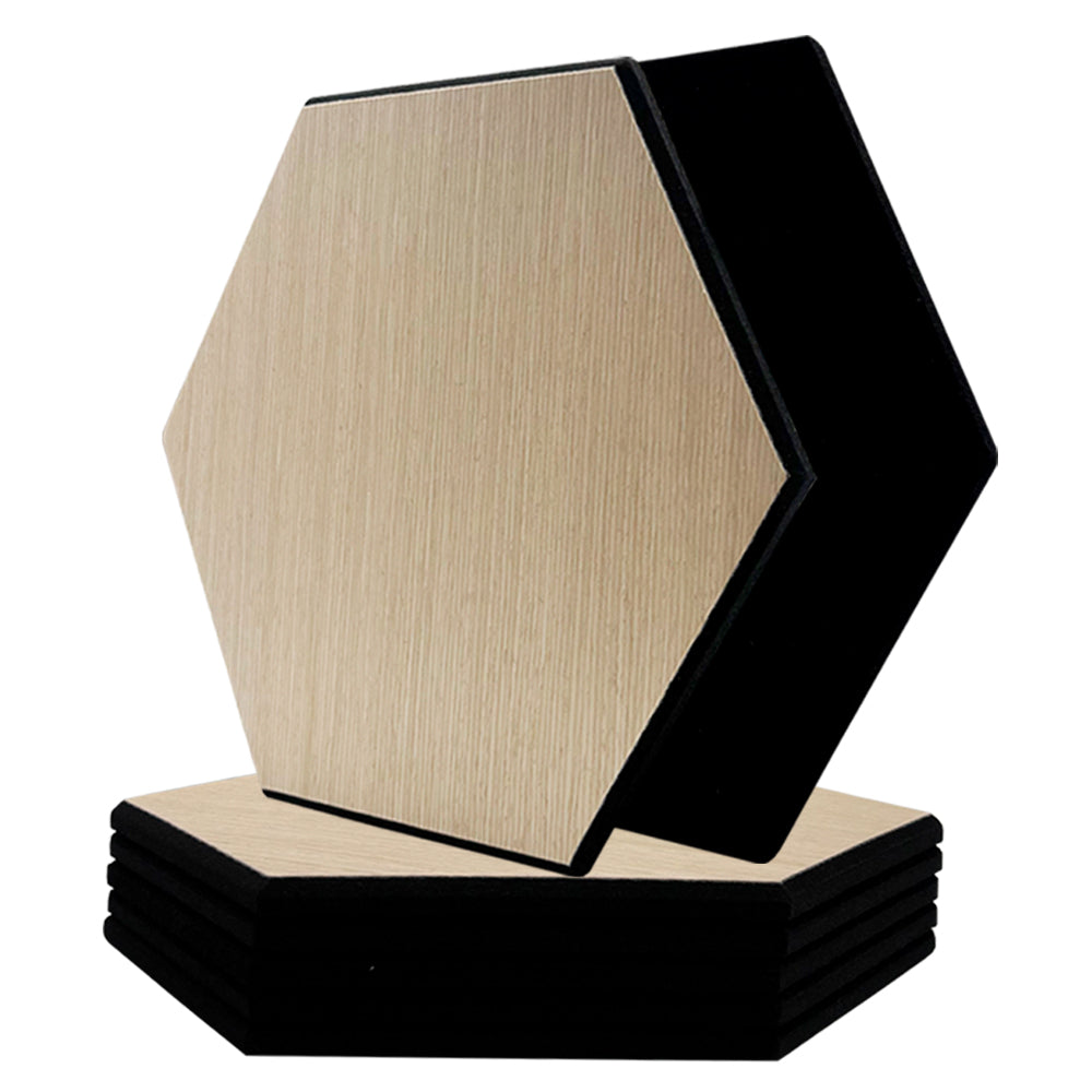 Pack 5 Panel Acústico de Pared Hexagonal Madera Claro - Aarhus 30x30x1cm