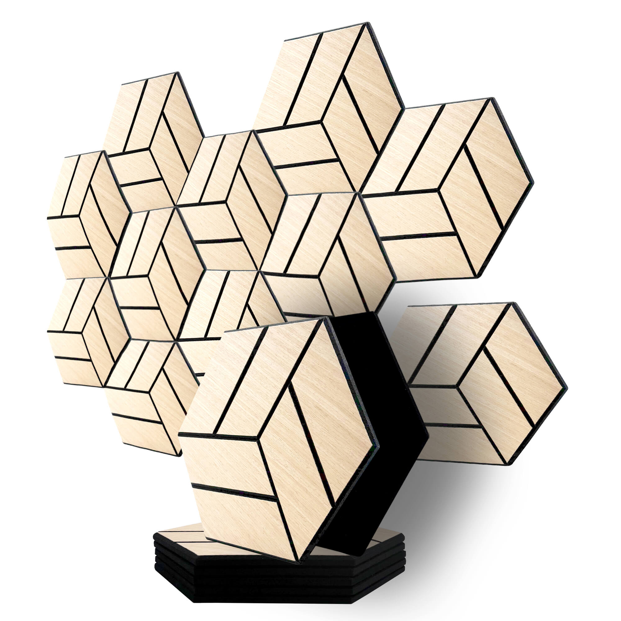 Pack Panel Acústico de Pared Hexagonal Madera Claro - Reykjavik