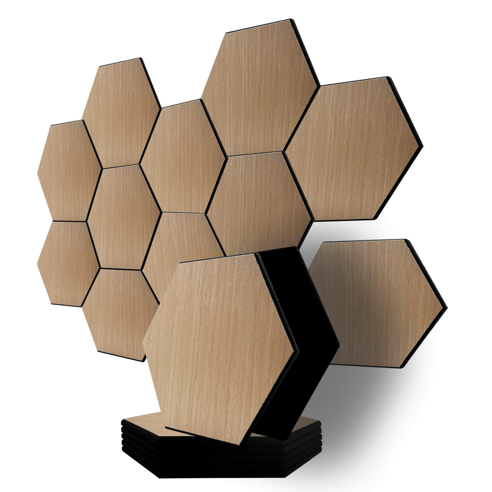 Pack Panel Acústico de Pared Hexagonal Madera Natural - Turku