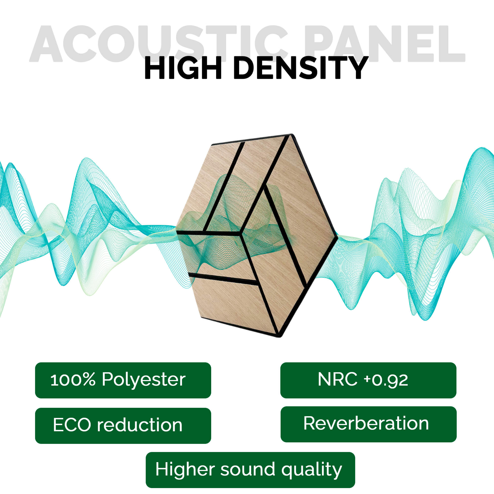 Pack 10 Panel Acústico de Pared Hexagonal Madera Natural - Stavanger 30x30x1cm