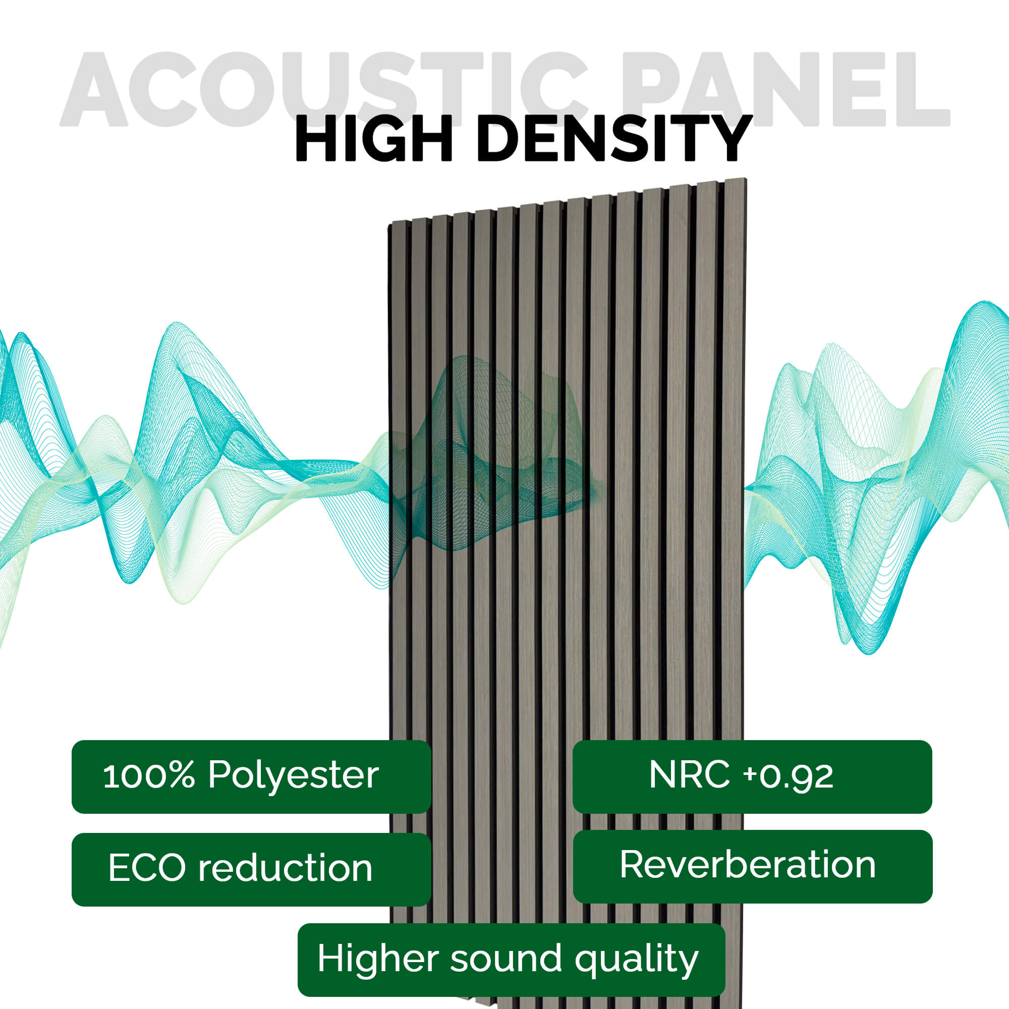 Panel Acústico de Pared Rectangular Madera Gris - Nordic 120x60x2cm