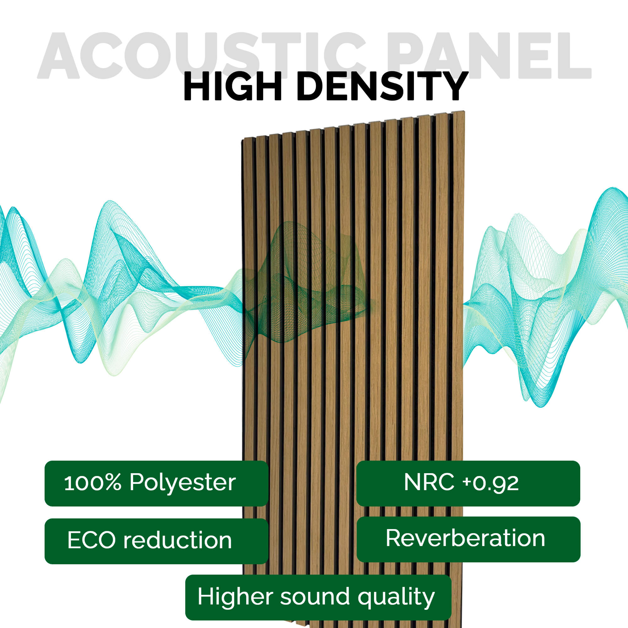 Pack 4 Panel Acústico de Pared Rectangular Roble Natural - Calm 120x60x2cm