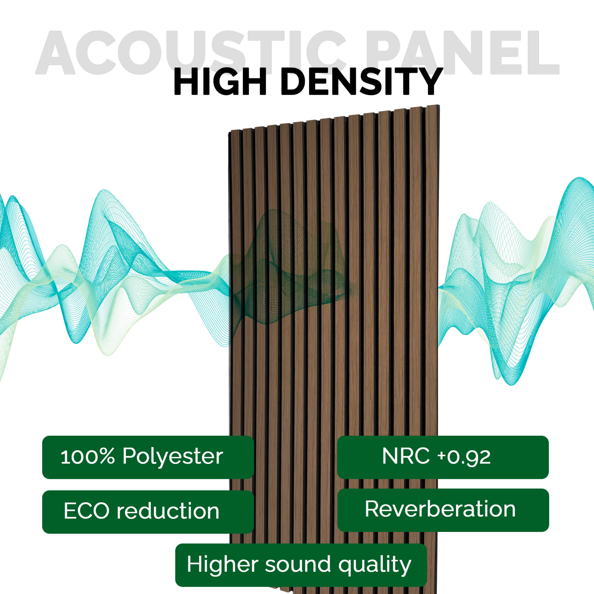Pack 4 Panel Acústico de Pared Rectangular Roble Oscuro - Fog 120x60x2cm