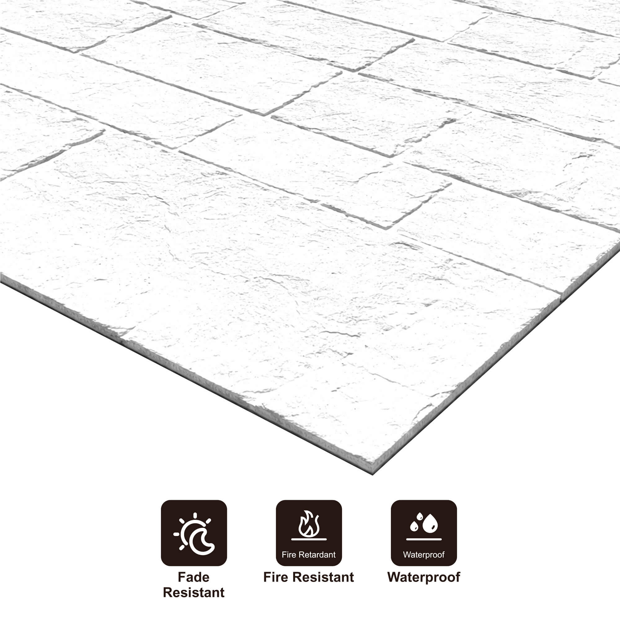 Panel Mural de Piedra Flexible Natural Arezzo Blanco 120x60cm - Revestimiento Pared impermeable