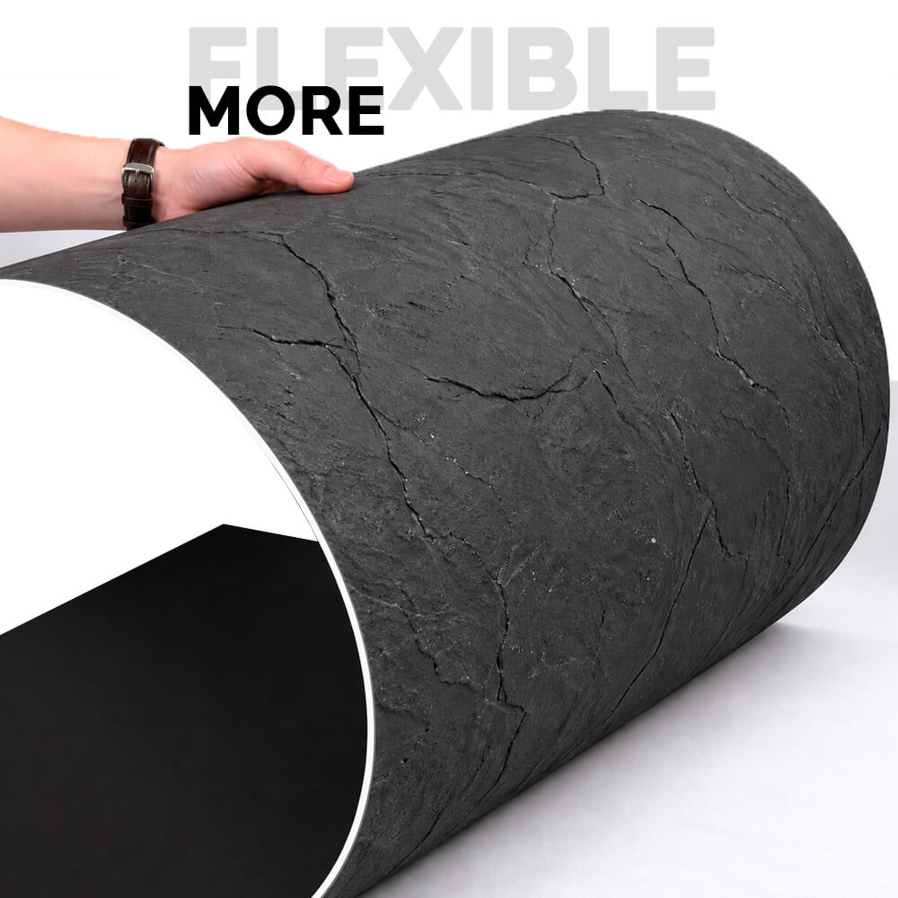 Panneau Mural en Pierre Flexible Naturelle Slim Florencia Noir 120x60 - Revêtement Mural Imperméable