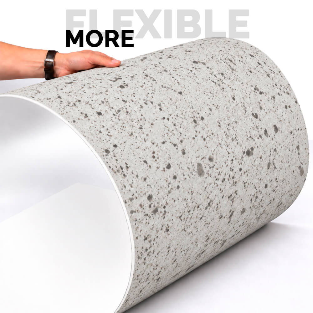Wandpaneel aus flexiblem Naturstein Slim Granite Weiß 120x60 - Wasserdichte Wandverkleidung