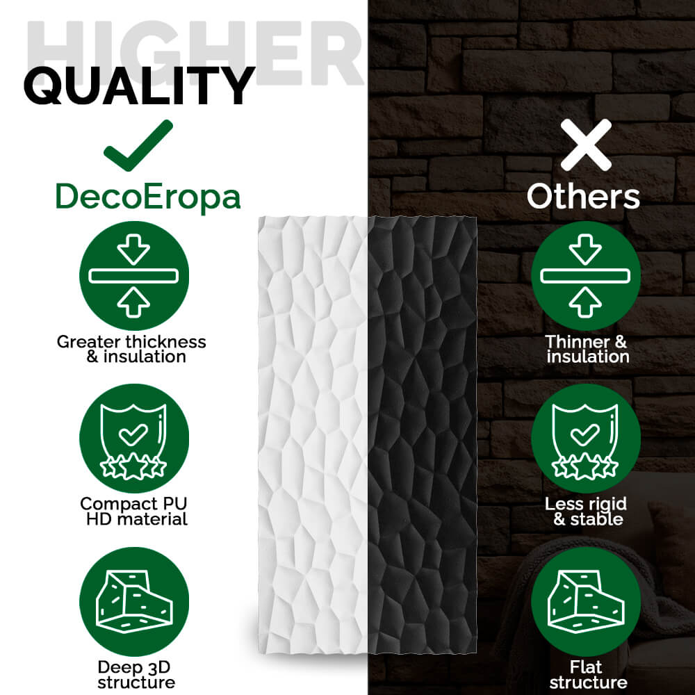 Painel Parede 3D de Poliuretano Rígido PU HD Geometry Série C Branco 120x60cm - Revestimento Decorativo Interior e Exterior