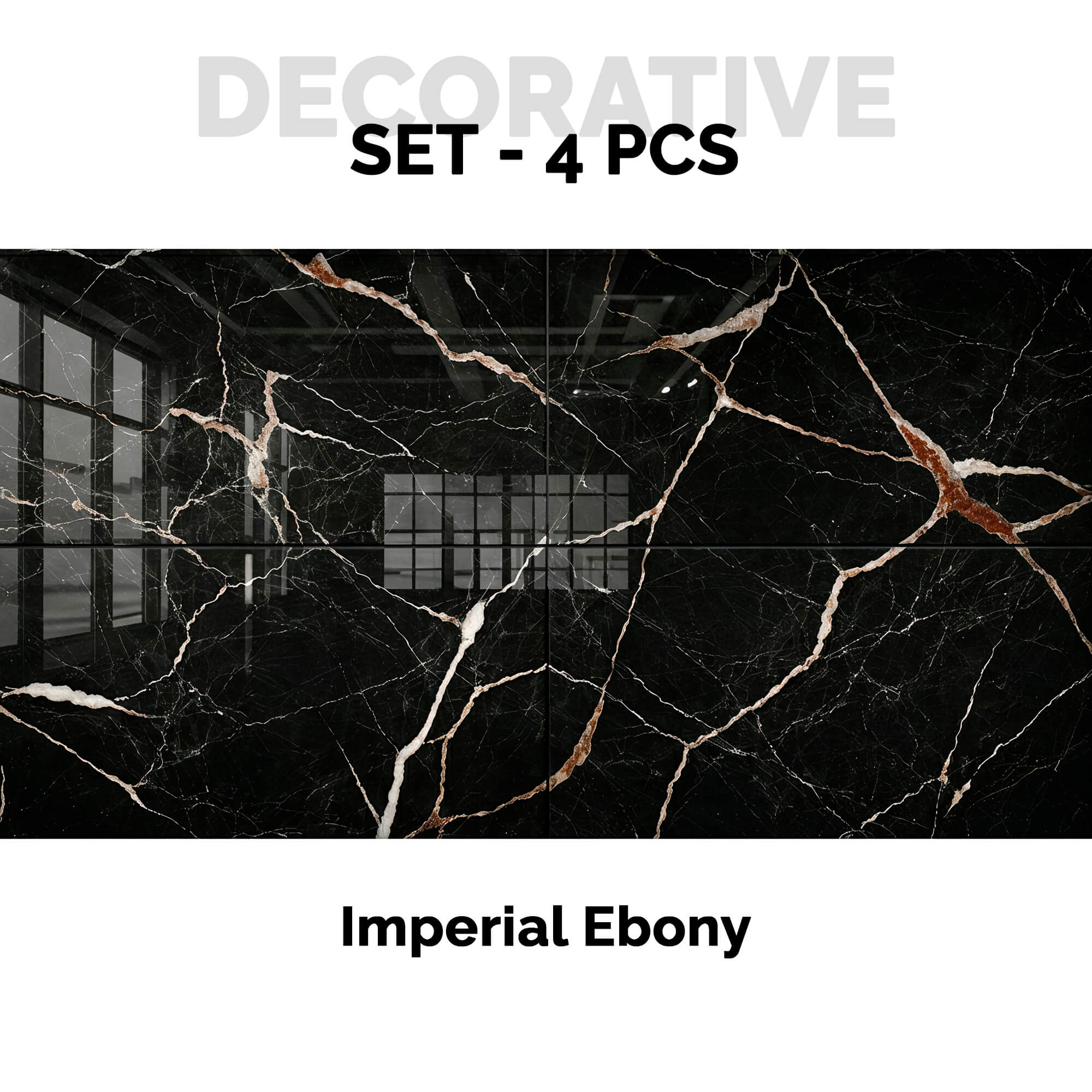 Revestimiento de Pared efecto Mármol Ebano Imperial 120x60cm - Panel impermeable y fácil instalación