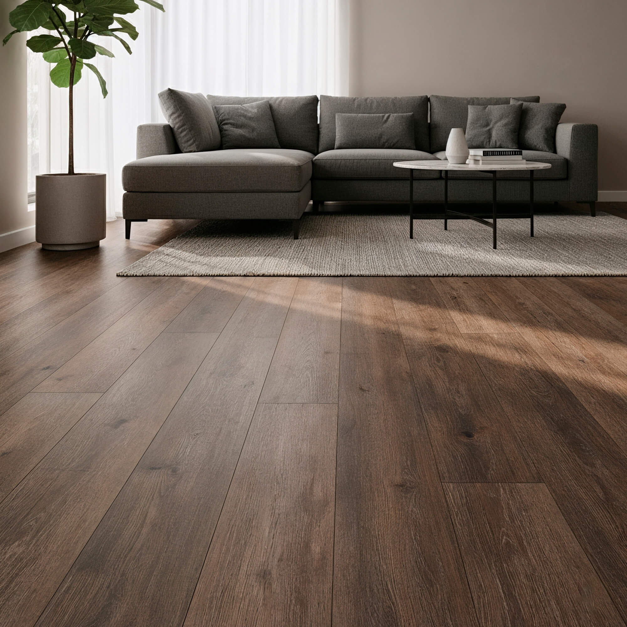 Suelo Vinílico SPC Click Roble Oscuro con Aislante incorporado - Oslo Oak 1250x190x5mm