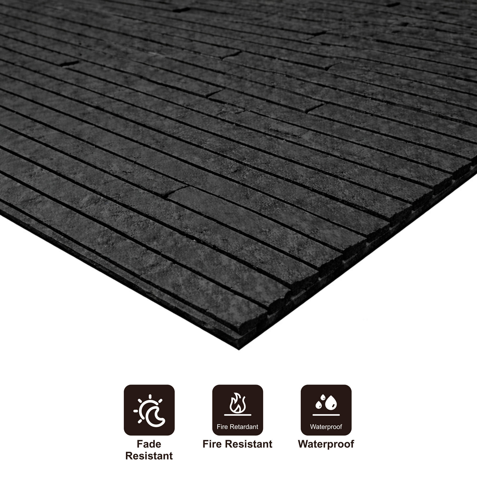 Panel Mural de Piedra Flexible Natural Venecia Negro 120x60cm - Revestimiento Pared impermeable
