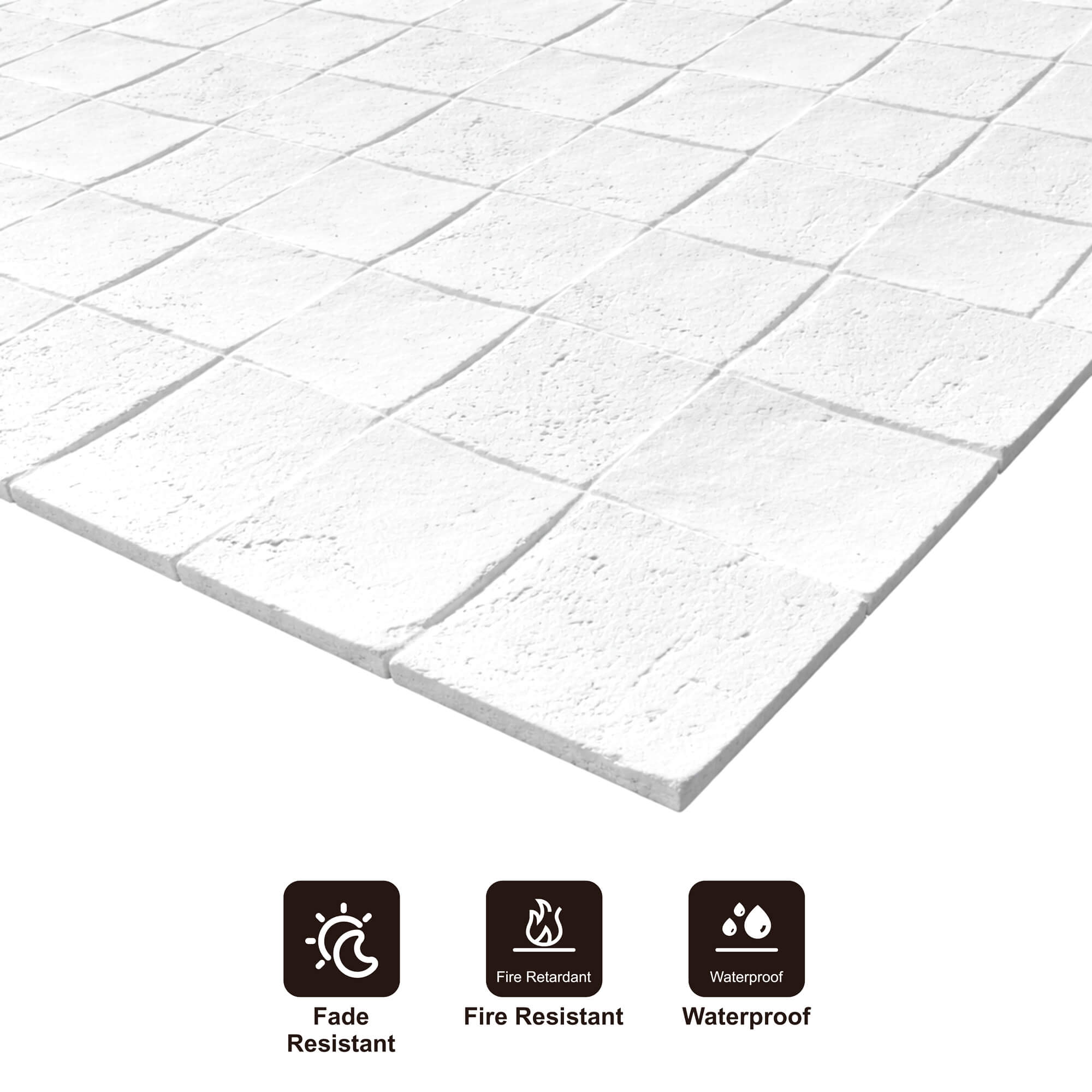 Panel Mural de Piedra Flexible Natural Trieste Mosaic Blanco 118x58cm - Revestimiento Pared impermeable