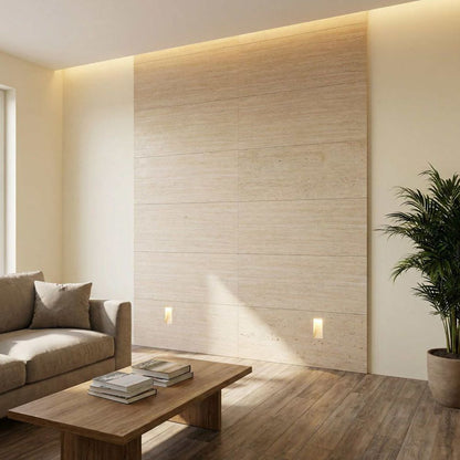Panel Mural de Piedra Flexible Natural Roma Beige 120x60cm - Revestimiento Pared impermeable