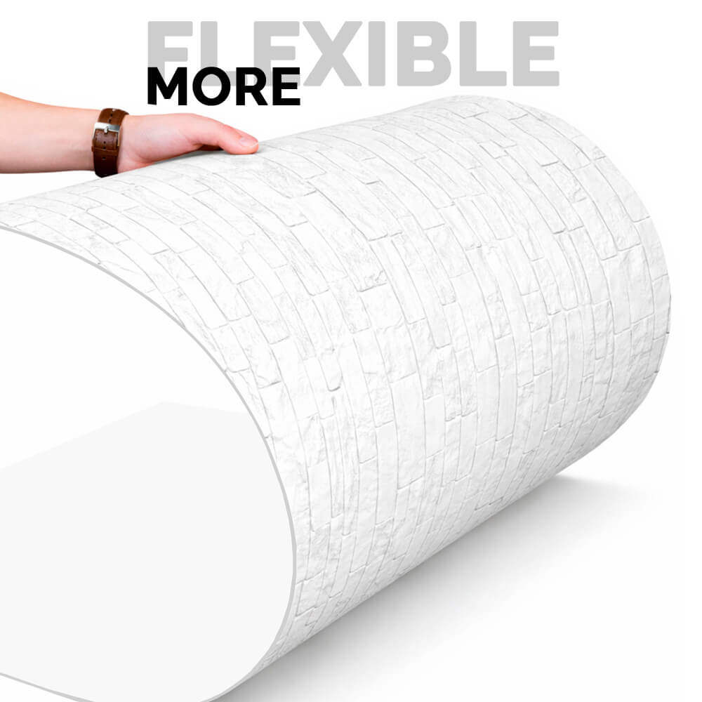 Panel Mural de Piedra Flexible Natural Arezzo Blanco 120x60cm - Revestimiento Pared impermeable