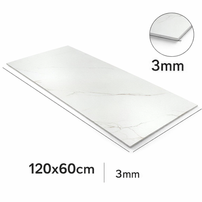 Revestimiento de Pared efecto Mármol Calacatta Alba 120x60cm - Panel impermeable y fácil instalación