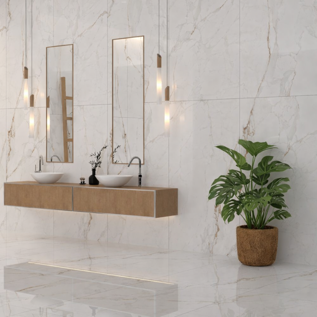 Revestimiento de Pared efecto Mármol Calacatta Alba 120x60cm - Panel impermeable y fácil instalación