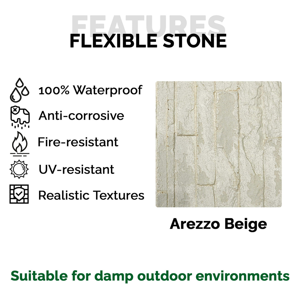 Panneau Mural en Pierre Flexible Naturelle Slim Arezzo Beige Clair 120x60 - Revêtement Mural Imperméable