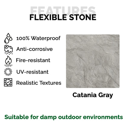 Painel mural de pedra flexível natural Slim Catania Cinzento escuro 120x60 - revestimento de parede impermeável