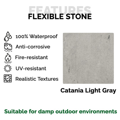 Wandpaneel aus flexiblem Naturstein Slim Catania Hellgrau 120x60 - Wasserdichte Wandverkleidung