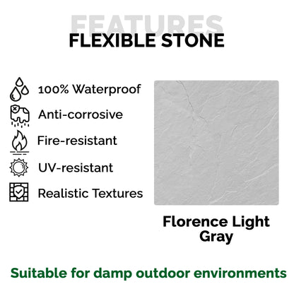 Panel Mural de Piedra Flexible Natural Florencia Gris Claro 118x58cm - Revestimiento Pared impermeable