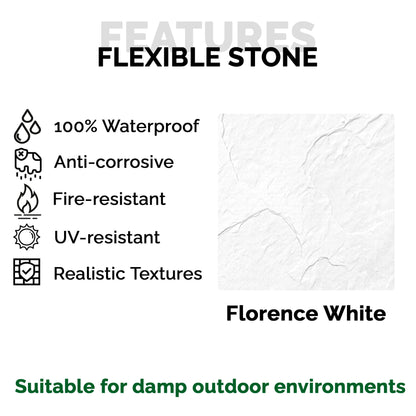 Panel Mural de Piedra Flexible Natural Florencia Blanco 118x58cm - Revestimiento Pared impermeable