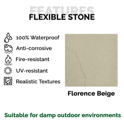 Wandpaneel aus flexiblem Naturstein Slim Florencia Hellbeige 120x60 - Wasserdichte Wandverkleidung