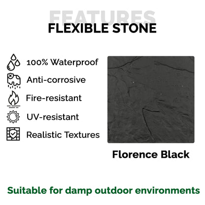 Panneau Mural en Pierre Flexible Naturelle Slim Florencia Noir 120x60 - Revêtement Mural Imperméable