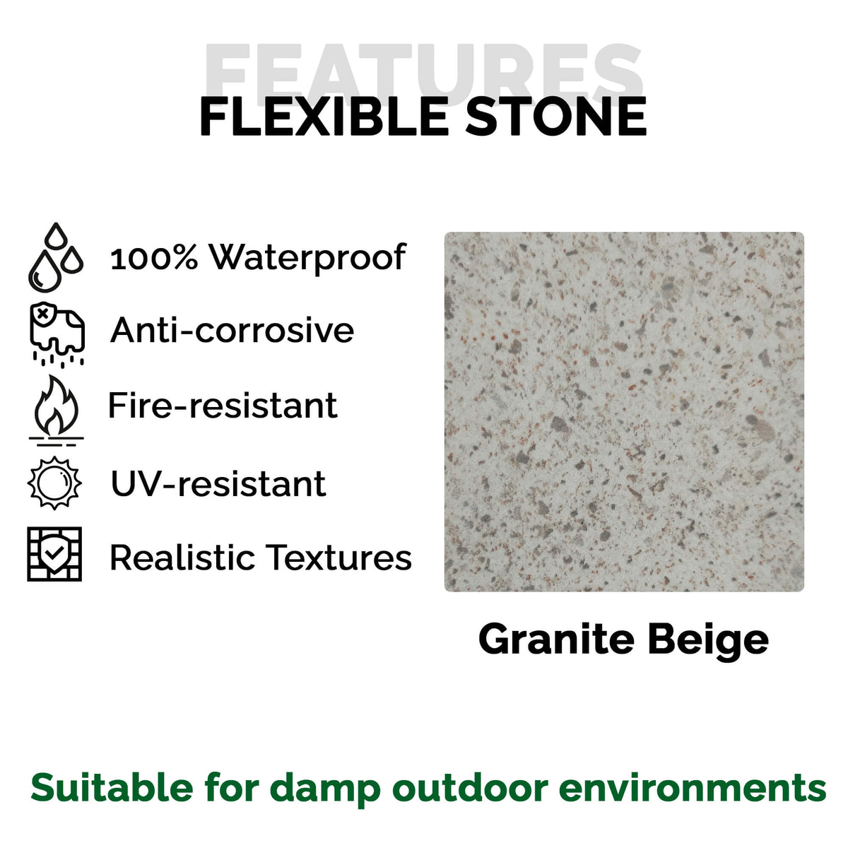 Wandpaneel aus flexiblem Naturstein Slim Granite Beige 120x60 - Wasserdichte Wandverkleidung