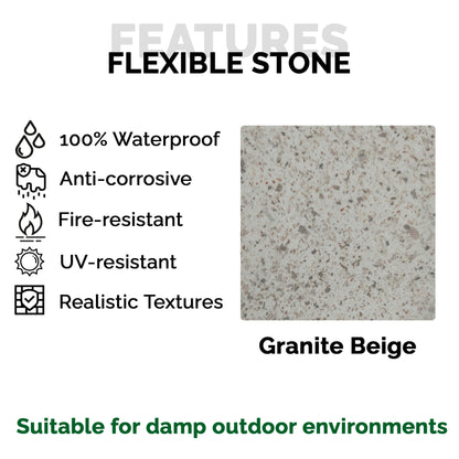 Wandpaneel aus flexiblem Naturstein Slim Granite Beige 120x60 - Wasserdichte Wandverkleidung