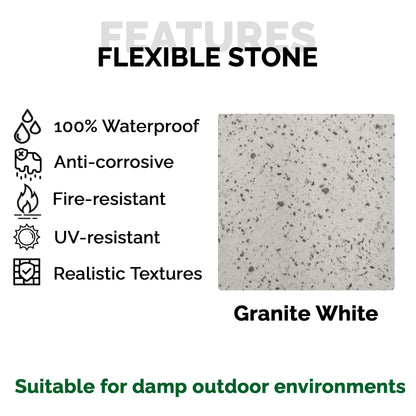 Panneau Mural en Pierre Flexible Naturelle Slim Granite Blanc 120x60 - Revêtement Mural Imperméable