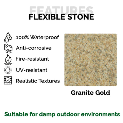 Natural Slim Granite Gold Flexible Stone Wall Panel 120x60 - Waterproof Wall Cladding