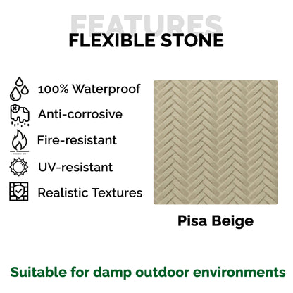 Wandpaneel aus flexiblem Naturstein Slim Pisa Beige 120x60 - Wasserdichte Wandverkleidung