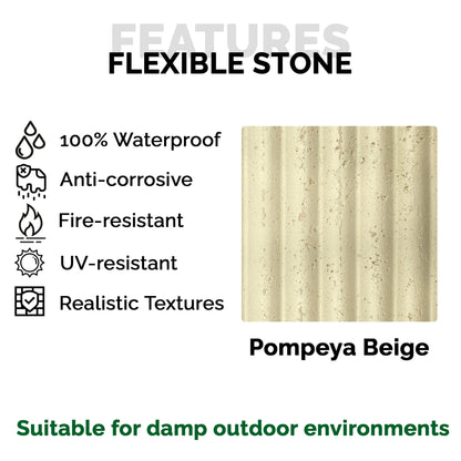 Panel Mural de Piedra Flexible Natural Slim Pompeya Beige 120x60