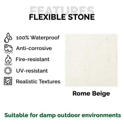Panel Mural de Piedra Flexible Natural Roma Beige 120x60cm - Revestimiento Pared impermeable