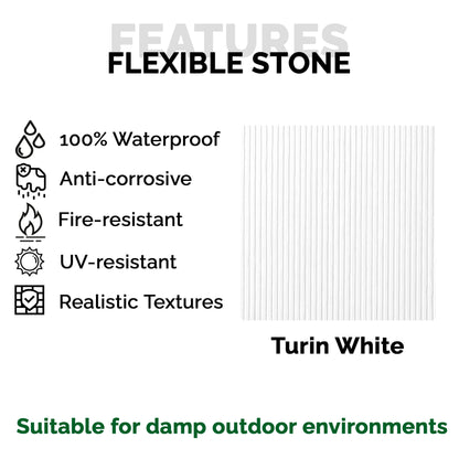 Panel Mural de Piedra Flexible Natural Turin White 120x60cm - Revestimiento Pared impermeable