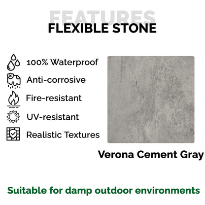 Panneau Mural en Pierre Flexible Naturelle Slim Verona Gris Ciment 120x58 - Revêtement Mural Imperméable