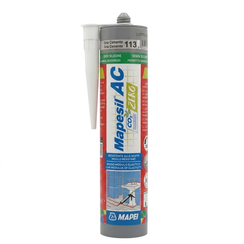 Sellador de Juntas Gris Cemento 310ml Mapesil AC Mapei -Silicónico -Antimoho