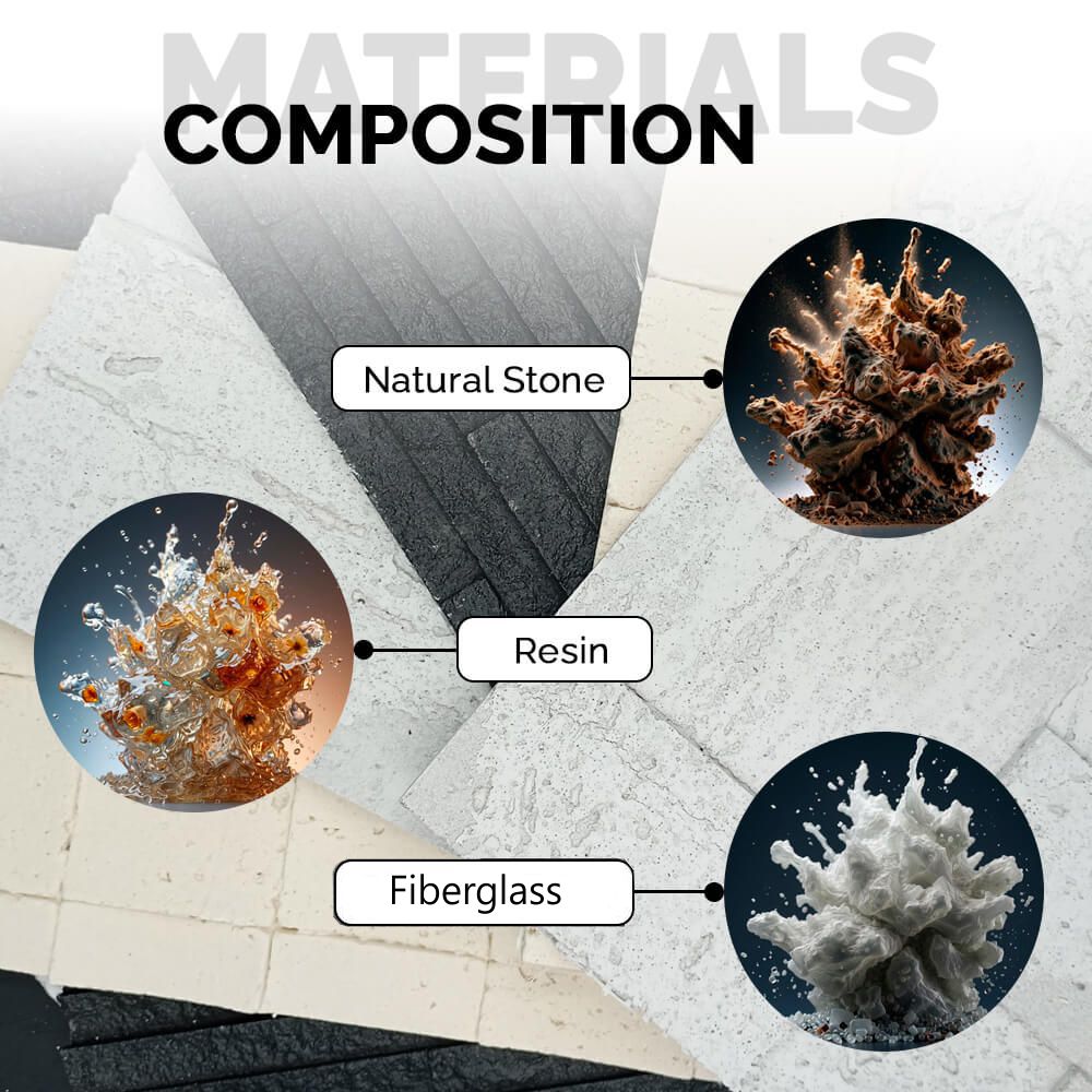 Panel Mural de Piedra Flexible Natural Trento Gris Claro 120x60cm - Revestimiento Pared impermeable