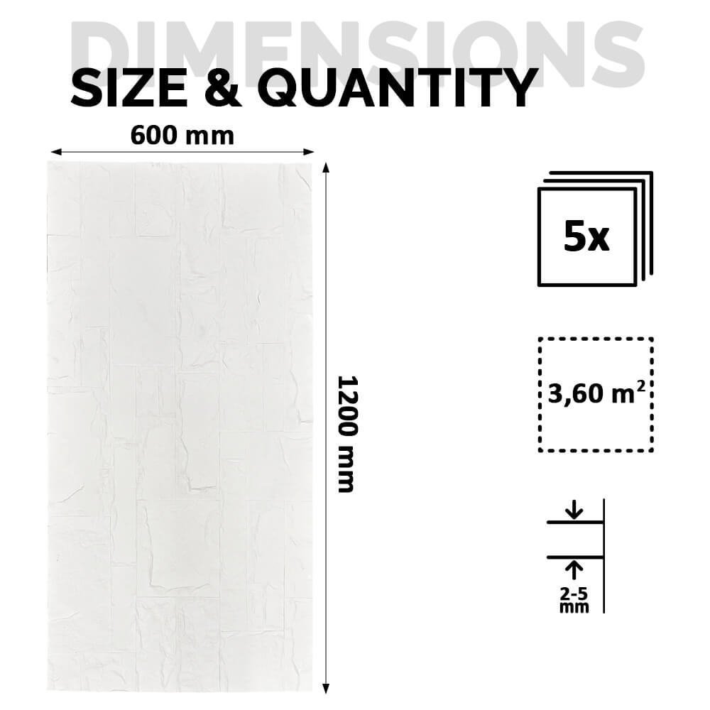 Panel Mural de Piedra Flexible Natural Bari Blanco 120x60cm - Revestimiento Pared impermeable