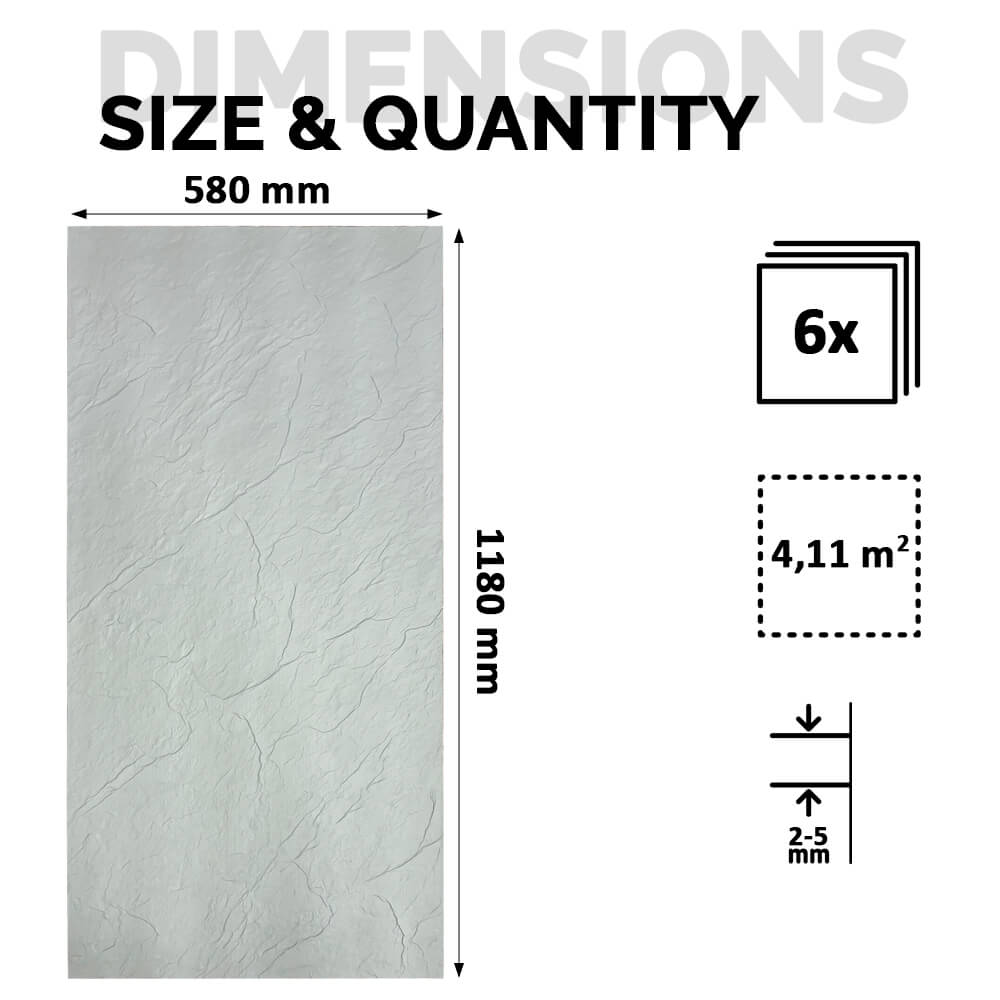 Panel Mural de Piedra Flexible Natural Florence Gris Oscuro 118x58cm - Revestimiento Pared impermeable