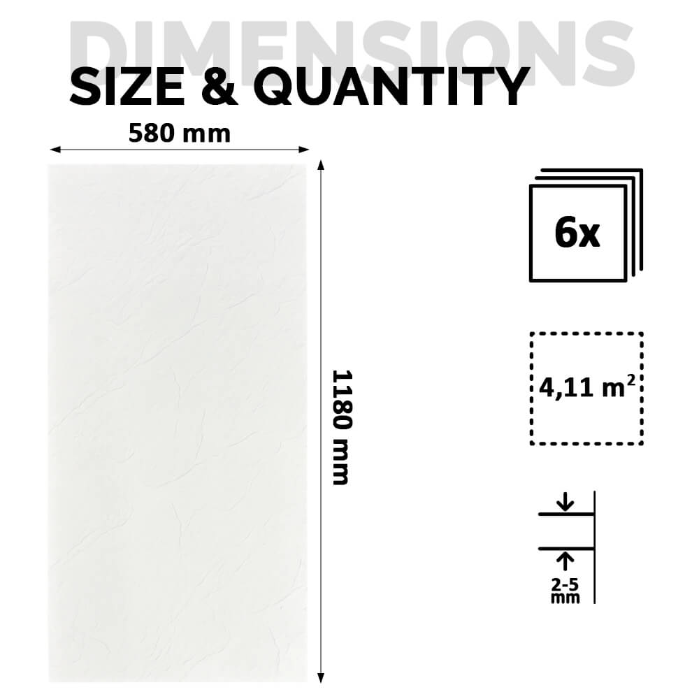 Panel Mural de Piedra Flexible Natural Florencia Blanco 118x58cm - Revestimiento Pared impermeable