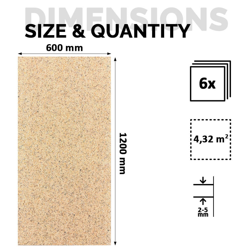 Natural Slim Granite Gold Flexible Stone Wall Panel 120x60 - Waterproof Wall Cladding