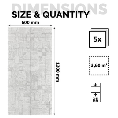 Panel Mural de Piedra Flexible Natural Siena Travertine Gris 120x60cm - Revestimiento Pared impermeable