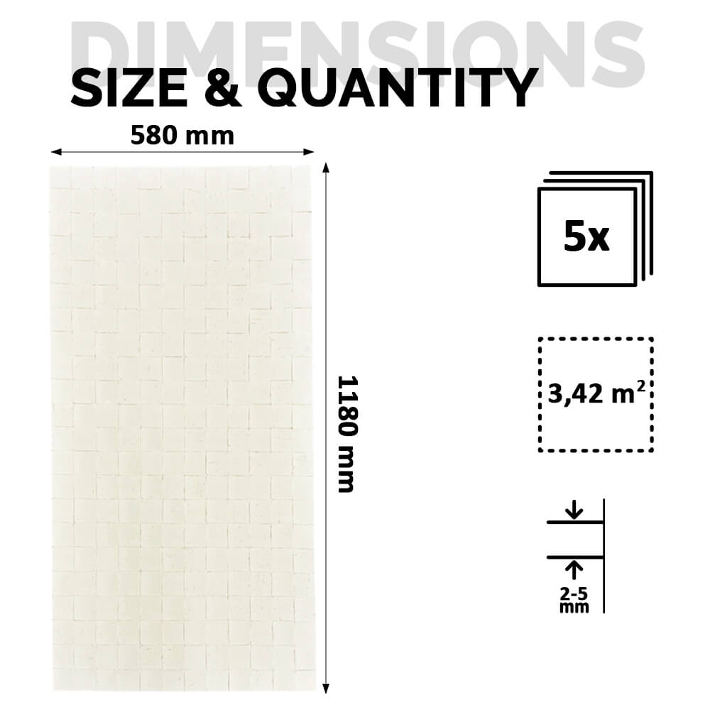Panel Mural de Piedra Flexible Natural Trieste Mosaic Beige 118x58cm - Revestimiento Pared impermeable