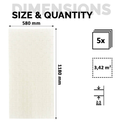 Panel Mural de Piedra Flexible Natural Trieste Mosaic Beige 118x58cm - Revestimiento Pared impermeable