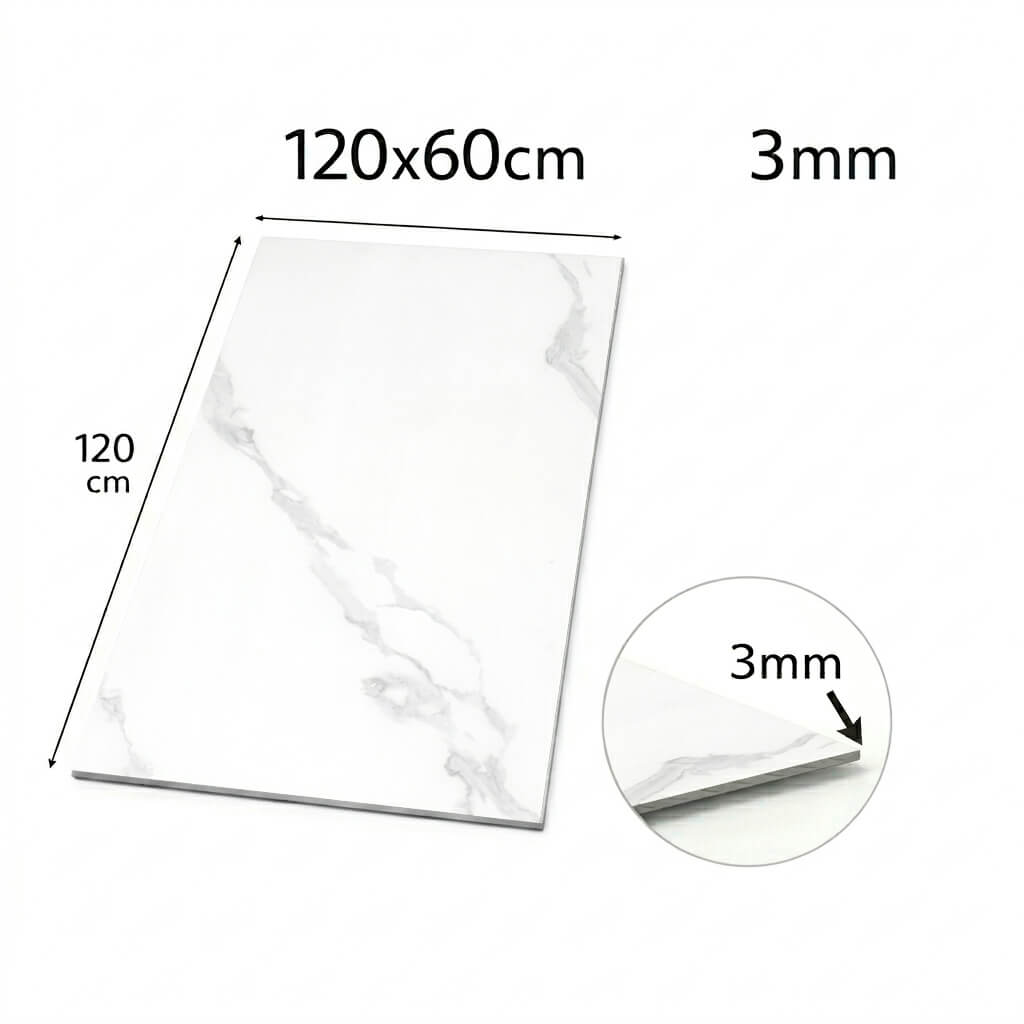 Revestimiento de Pared efecto Mármol Blanco Glaciar 120x60cm - Panel impermeable y fácil instalación