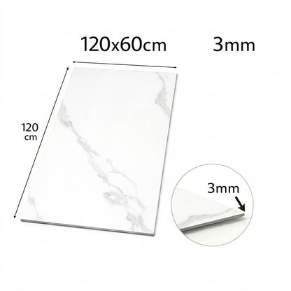 Revestimiento de Pared efecto Mármol Blanco Glaciar 120x60cm - Panel impermeable y fácil instalación